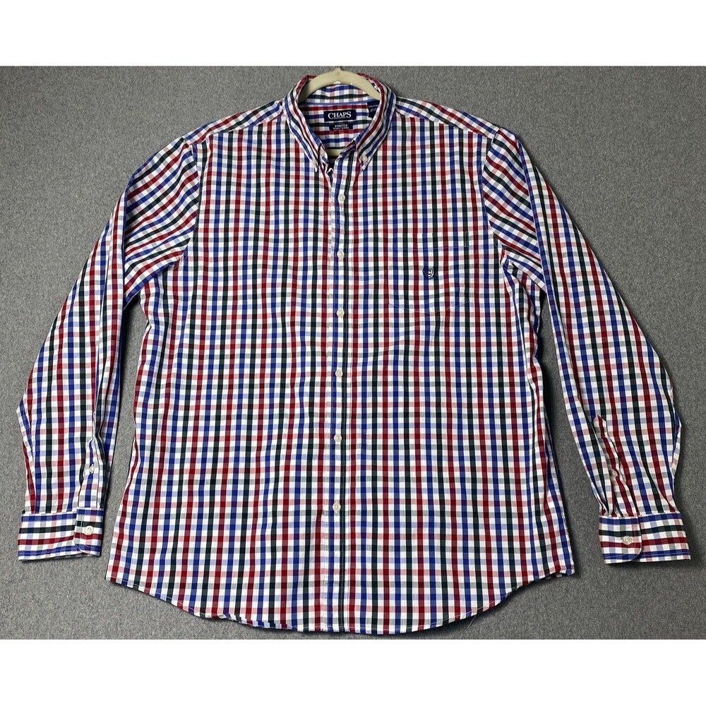 Chaps Stretch Easy care Men’s Checked Shirt Long Sleeves Size XXL